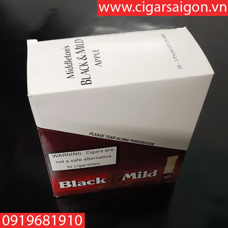 Cigar Black mild-USA apple box 5 sticks wood tip( xì gà sữa black mild apple hộp 5 điếu)